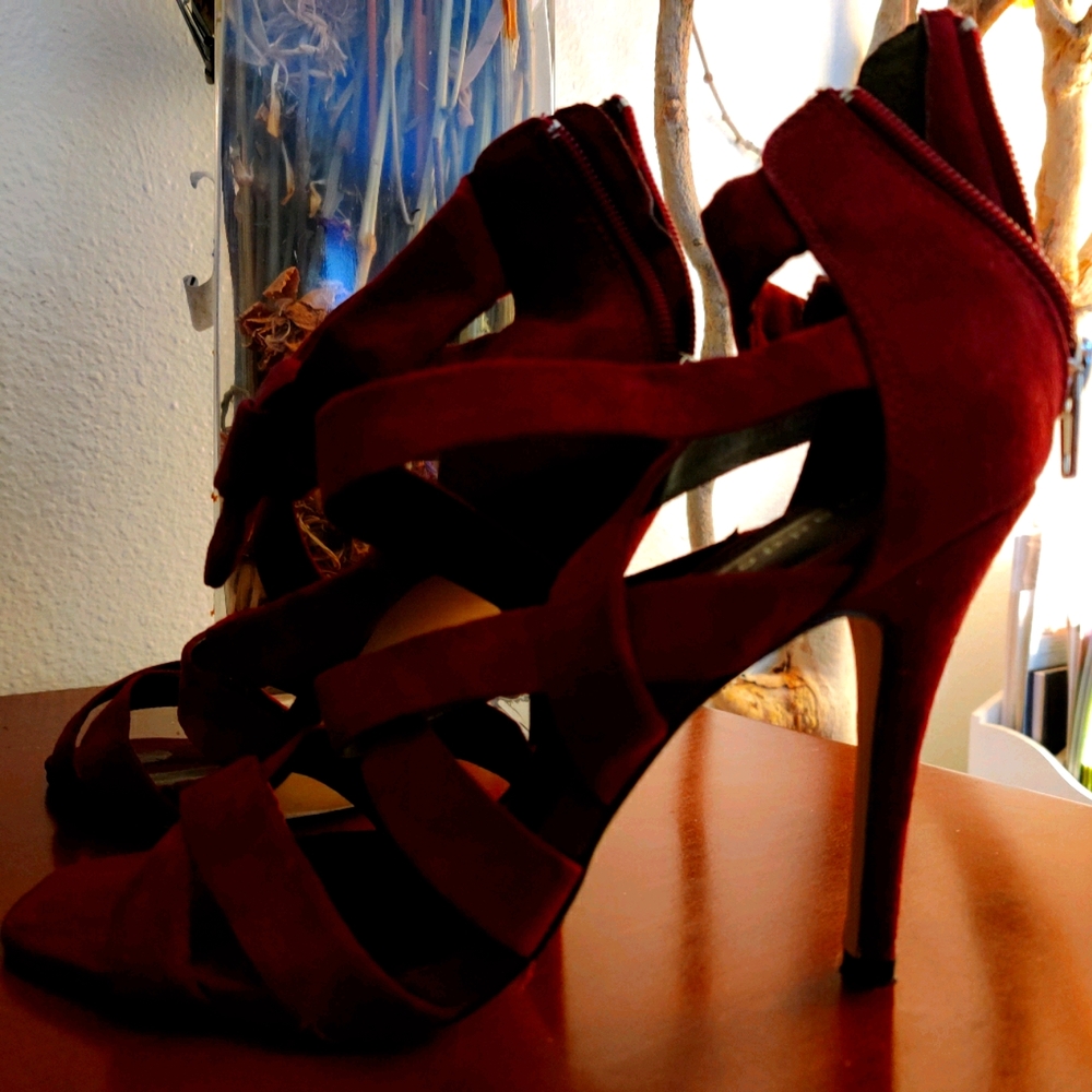 Velvet strappy heels